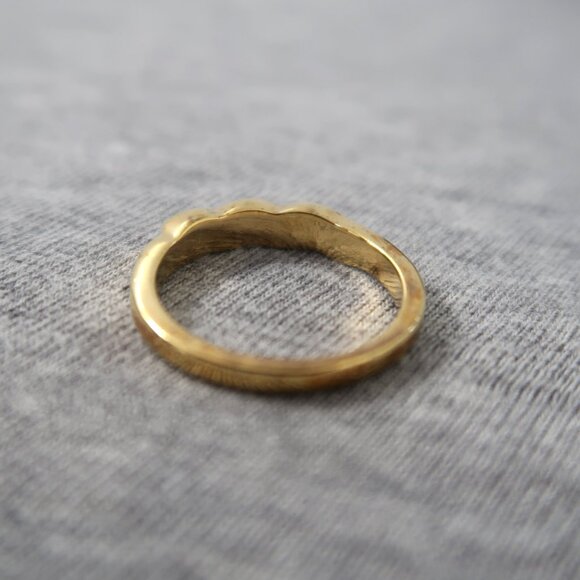 Men's Travel Ring Gold Tone with Eye Catch White Stones Costume Jewelry Light - Picture 2 of 6